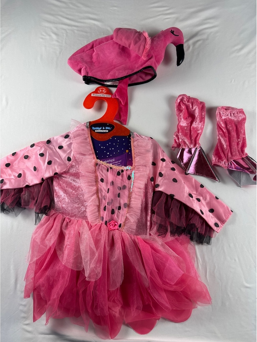 Princess Factory Pink Flamingo Costume for Kids Size 3-4 with Hat & Boot Covers
